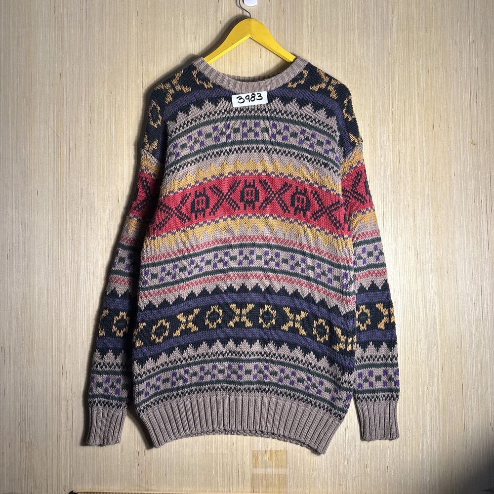 Vintage 90s James McLeith Sweater Adult Multicolor Long Sleeve L Pullover Heavy